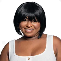 Comprar Peruca Curta Franja Feminina Wig Fibra Orgânica Lisa Natural