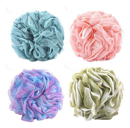 Btyms Esponjas Baño Ducha 4 Uds. Loofahs 60g Mesh Pouf Puff
