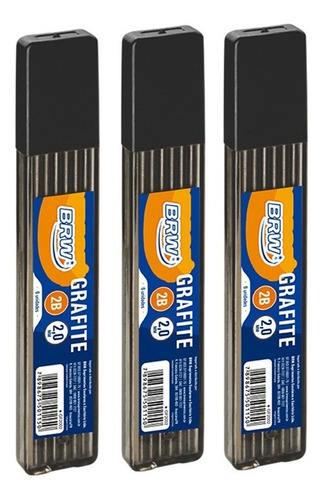 Grafite Brw 2.0mm 2b Kit 3 Tubos