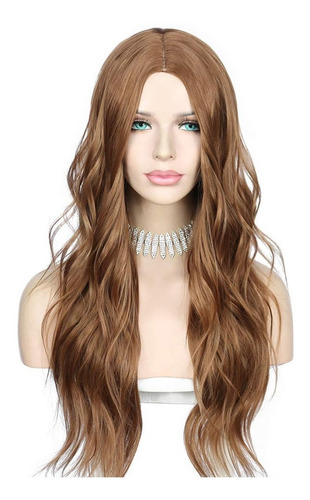 Imagen 2 de 4 de ! Peluca 60cm Castaño Claro Color Pelo Liso Natural !!