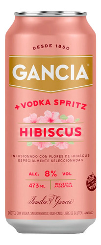 Gancia Hibiscus Spritz + Vodka En Lata 473 Cc.