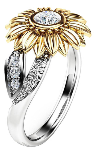 T Exquisite Anillo Floral Bicolor Redondo Para Mujer Con For