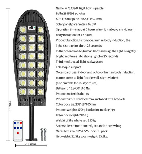 Foco Reflector Led Con Panel Solar Sensor W7103a-8