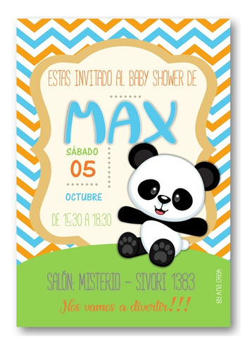 Invitación Digital Personaliz Osito Panda #11 Imprimible Oso