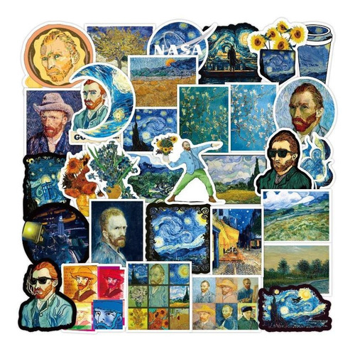 Van Gogh 50 Calcomanias Stickers De Pvc Vs Agua Arte Vincent