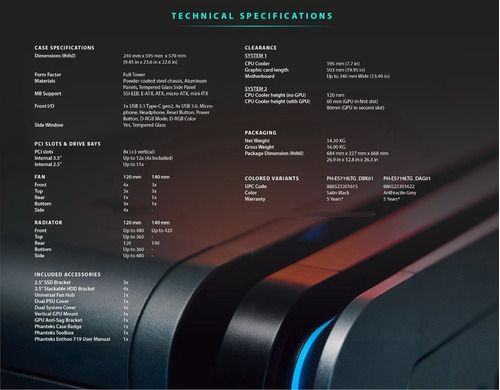 Imagen 8 de 9 de Gabinete Phanteks Enthoo 719 Full Tower D-rgb Premium !