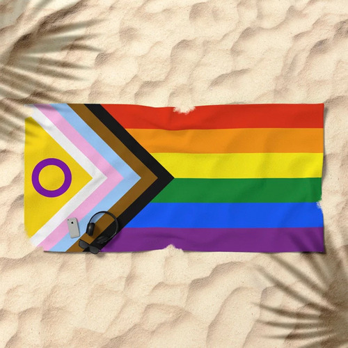 Toalla Pride Flags Orgullo Lgtbiq+ Microfibra Secado Rápido Color Intersex Pride Intersex