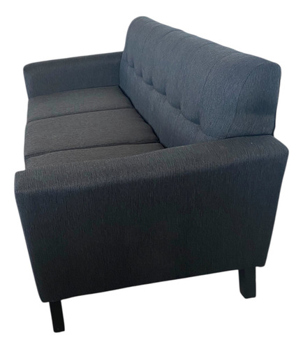 Sillón 3 Cps Tela Chenille Antidesgarro Patas De Madera Gris Oscuro Chenille