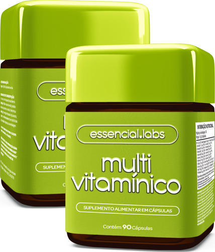 02 POTES do MULTIVITAMÍNICO de A a ZINCO - 180 Cápsulas - Multi Vitamínico com Fórmula Avançada com Máxima Concentração e Pureza