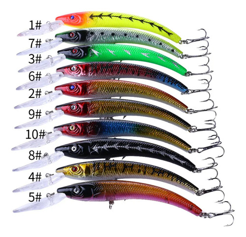 Combo X 4 Unid. Señuelos Minnow Paleta Larga 15,5cm 16,3grs. 10 Colores