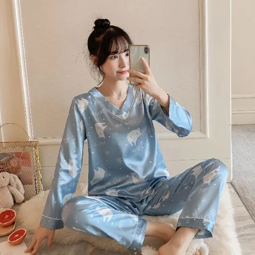 Pijama De Seda Para Mujer, Dibujos Animados, Ropa De Dormir
