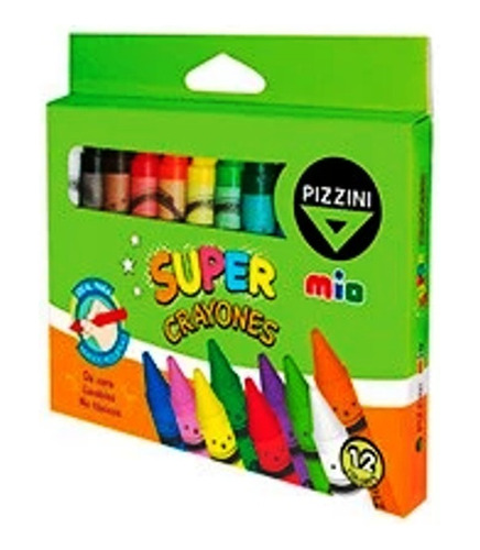 Kit Crayones Cortos Super X 12 Colores Escolares Pizzini Byp