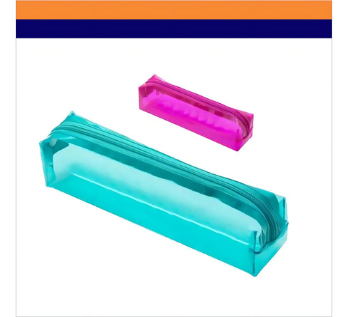 Estojo Escolar Neon Transparente Retangular