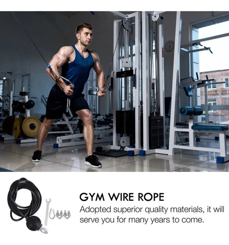 Cable De Polea Ajustable Negro Para Sistema De Gimnasio De 5
