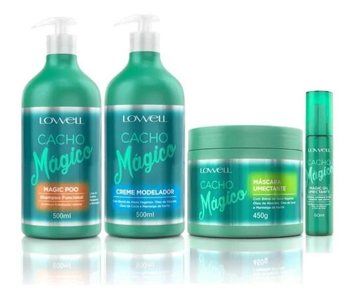 Kit Cacho Mágico Shampoo + Creme Modelador + Máscara + Óleo