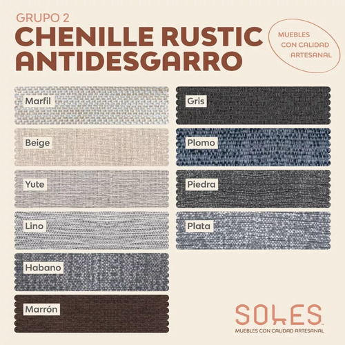 Sillon 2 Cuerpos Tapizado Antidesgarro Respaldo Canelon Elección Chenille