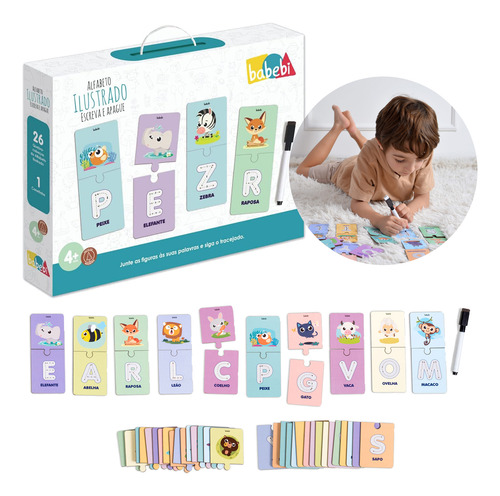Brinquedo Educativo Alfabeto Ilustrado Escreva E Apague