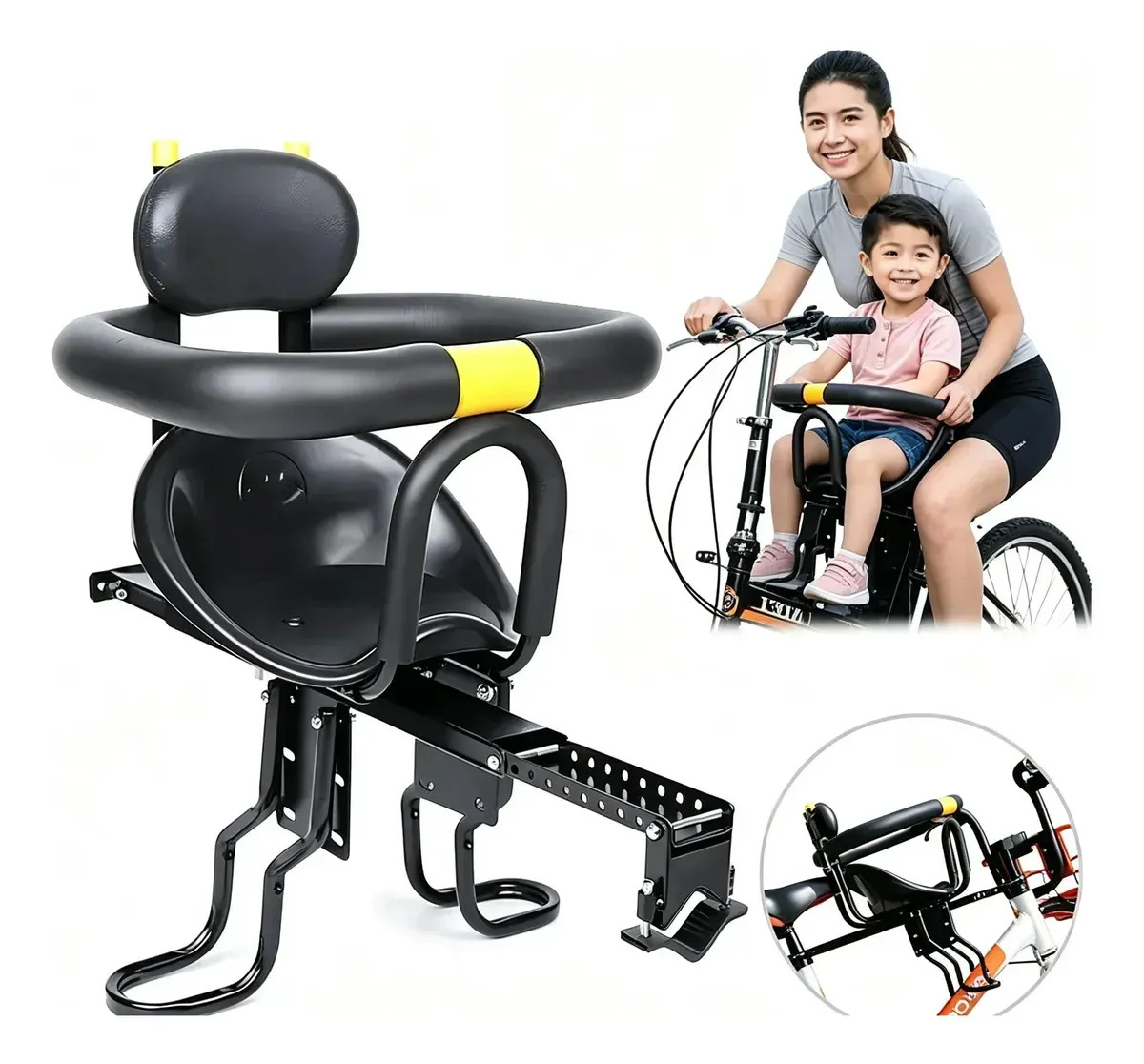 Asiento Infantil Universal para Bicicleta Silla de Bebé Negro Silla Bicicleta Nino Soporta Hasta 22kg Ideal para Salidas y Paseos Diarios al Aire Libre con Niños en tus recorridos cotidianos