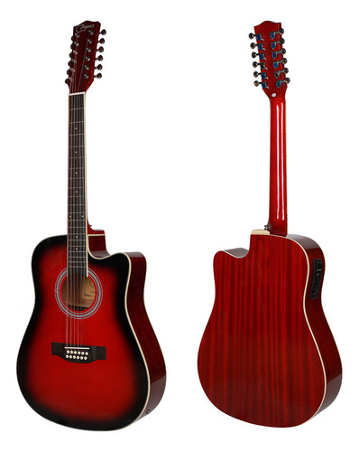Guitarra Jidyous de 12 cuerdas Color Rojo