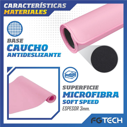 Mouse Pad Gamer 70x30 Antideslizante Bordes Cosidos Lavable