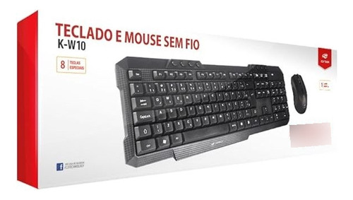 Combo C3tech Sem Fio K-w10bk Preto, Teclado E Mouse