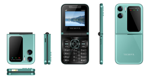 Celular Plegable 4g Yeemovil Y2000 Dual Sim + 2 Sim Extra Desbloqueado Telcel At&t Movistar Bait Bluetooth Fm Linterna 2.4-turquesa