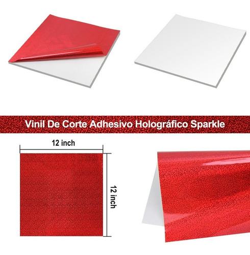 Vinil De Corte Adhesivo Para Cricut Cameo Silhouette Holográfico Sparkle 30cm 12 Hojas Stampcolour