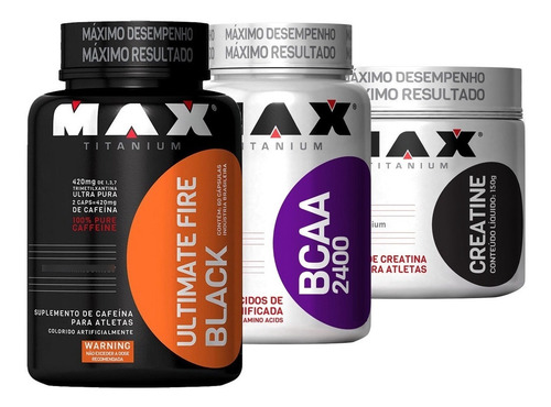 Combo Bcaa 2400 + Creatina + TermogĂȘnico - Max Titanium