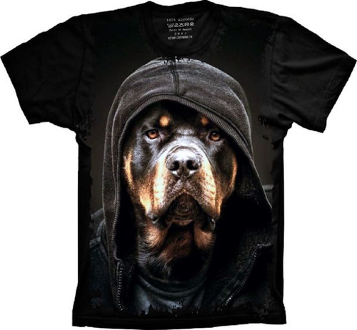 Camiseta Plus Size 5%off Cachorro Rottweiler Com Toca Linda
