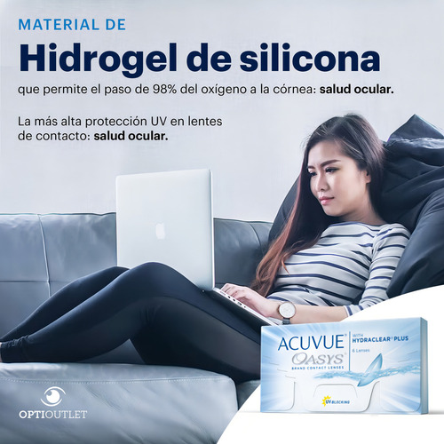 Lentes De Contacto Acuvue Oasys Hydraclear 6 Piezas 15 Dias Color Sin Color Graduación -0.50