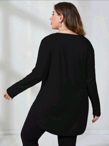 Remera Negra Manga Larga Importada Talle Grande Xl