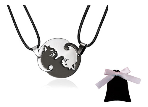 Collares Parejas Novio Amor Acero Inox Yin Yang Gato Amigos