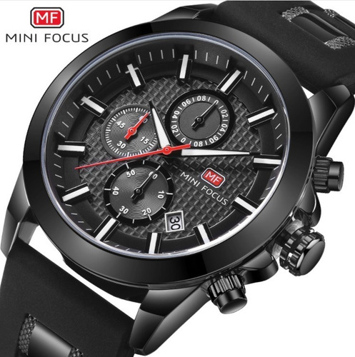Relógio Masculino Borracha Preto Mini Focus Frete Grátis !!!