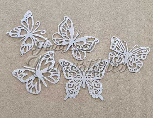 5 Mariposas Comestibles Plateadas Para Decoración De Postres