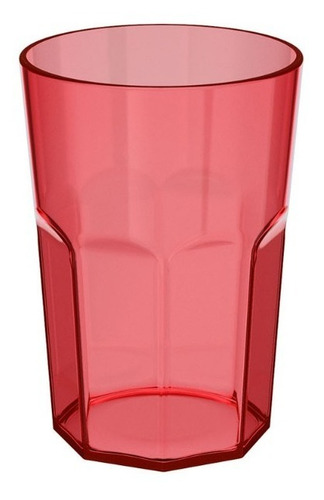 Jogo De Copos Acrílico 400ml Vintage Drink Água - 6 Uni Cor Vermelho