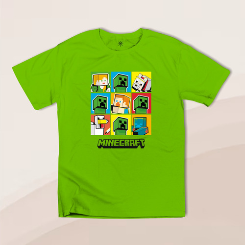 Playera Minecraft Cuadricula Steve Alex Creeper Infantil