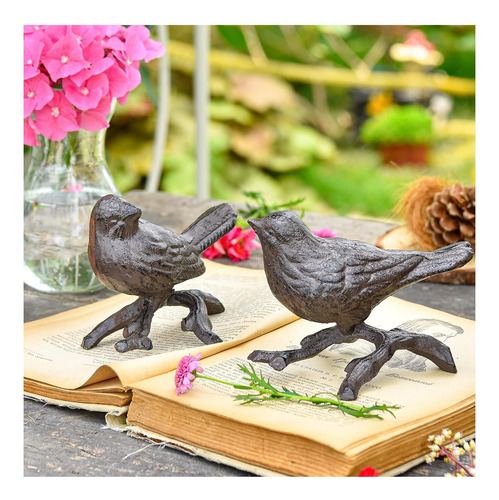 Estatuas De Pájaros Pequeños De Hierro Fundido Sungmor, De 2