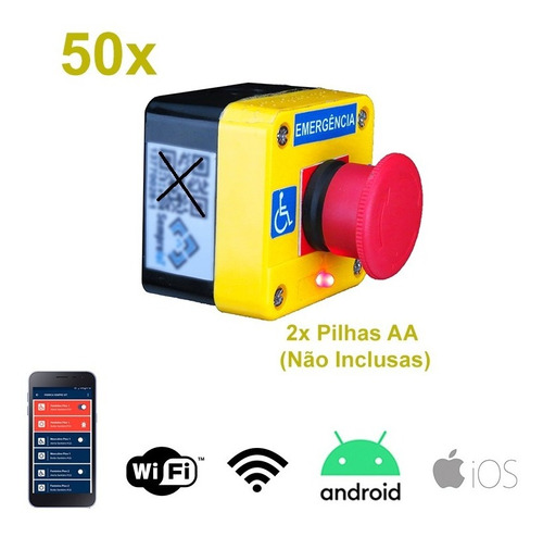 50x Acionador Manual Sanitário Pcd Wifi Aplicativo Alerta 