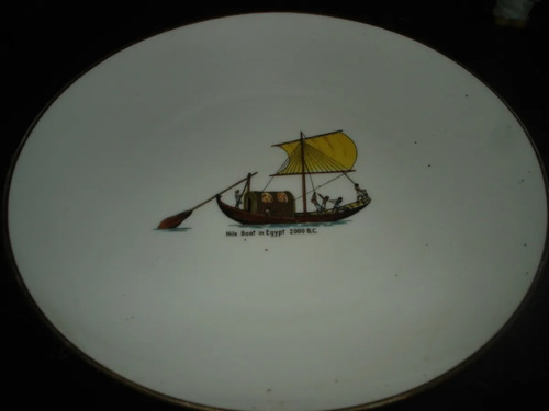 Plato De Porcelana Santa Clara Spain Barco Color Blanco Dibu