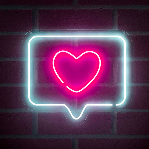 Painel Neon Led Like Instagram Iluminação Branco E Rosa 30cm