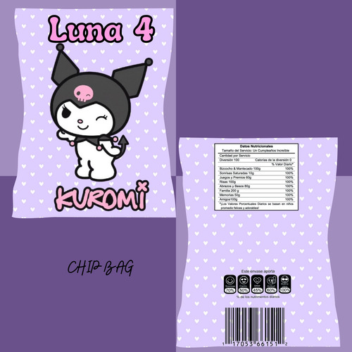 Kit Imprimible Cumpleaños Candy Bar Kuromi 1 Personalizable