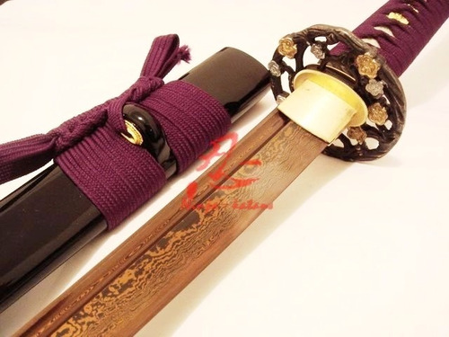 Katana Aço Dobrado Rajado Espada Samurai Com Corte Afiada