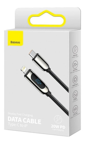 Cable 20w Pantalla Digital Usb C - Linghtning Baseus 2metros