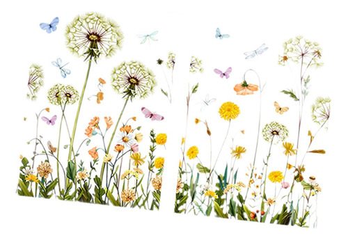 2 X 2x Garden Flowers Window Stickers Decorative Removable