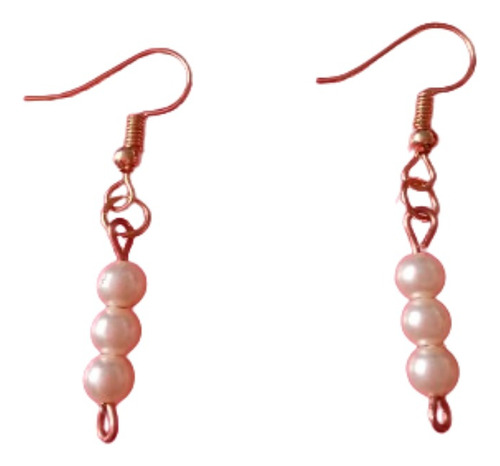 Set Collar De Perlas Trenzado 50 Cm Y Caravanas Bijutería.