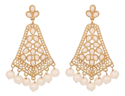 Pendientes Largos De Joyería De Estilo Candelabro Con Perlas