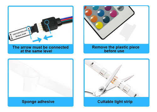 Tira De Luces Led De 3.28 Pies Cinta De Luces Con Control Re