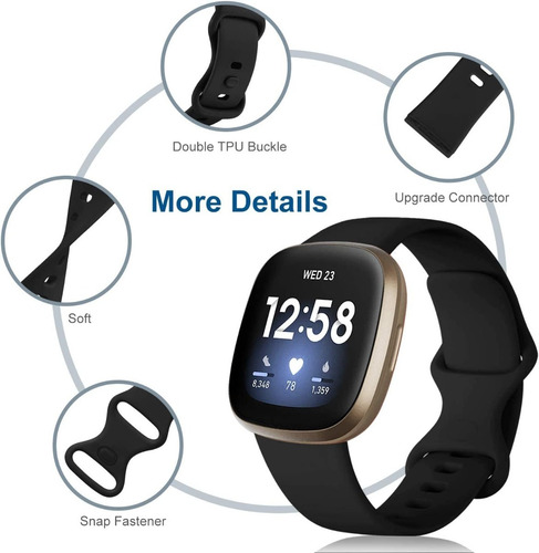 Imagen 2 de 9 de 4 Mallas P/ Reloj Fitbit Versa 3 / 4 & Sense 1 & 2 Large