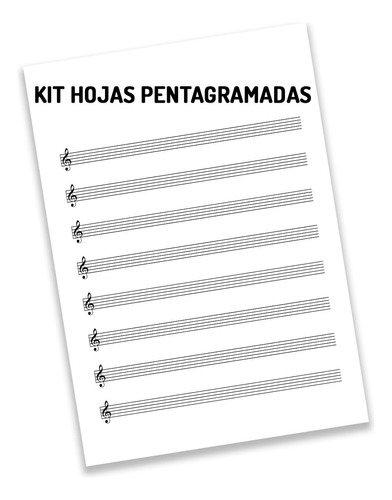 Kit Imprimible 40 Hojas Pentagramadas Música Notas Tabs A4