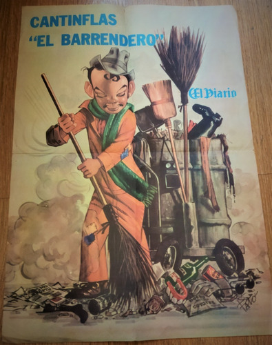 Cine Poster Dibujo Cantinflas El Barrendero Uruguay Vintage